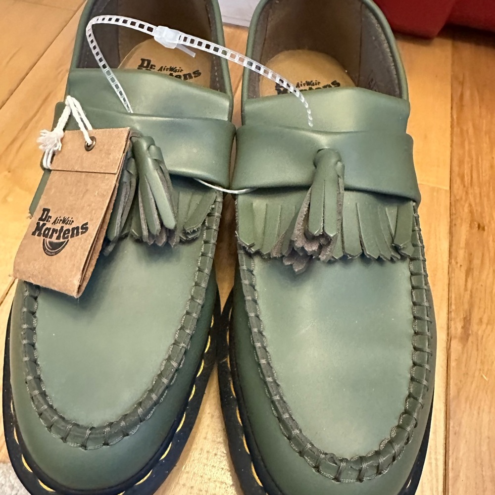 Dr. Martens Green Loafers with Tassel